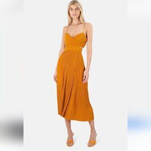 A. L. C Sienna Accordion Pleated Dress in Marigold
